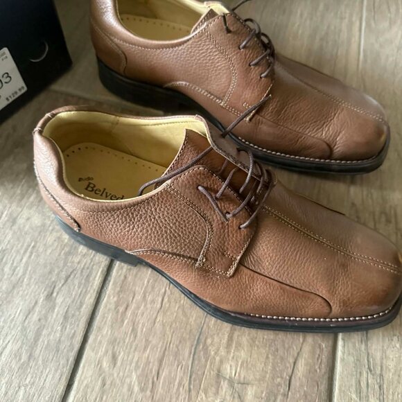 Men’s Belvedere Bay Bridge Brown Pebbled Leather Oxford Dress Shoes main image 4